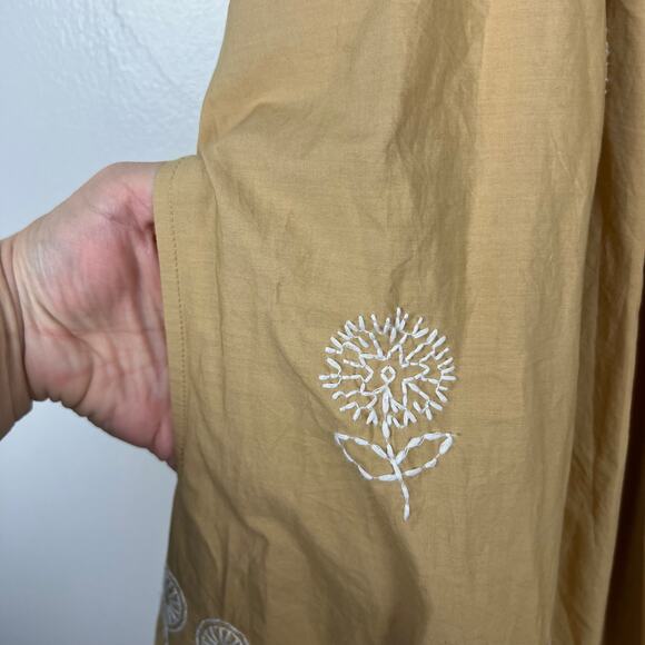 MOTHER The More is More Maxi Dress Khaki Embroidered Sundress Belted Boho L NWT - Picture 11 of 16